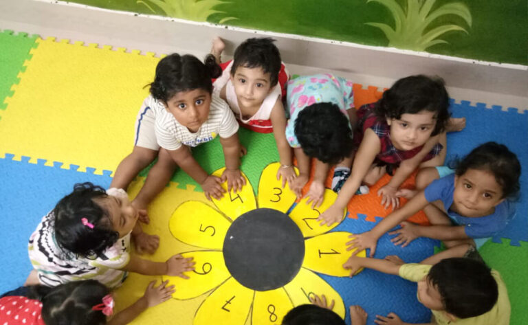 Preschool children looking up